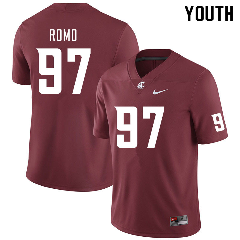 Youth #97 Rudder Romo Washington State Cougars College Football Jerseys Sale-Crimson - Click Image to Close